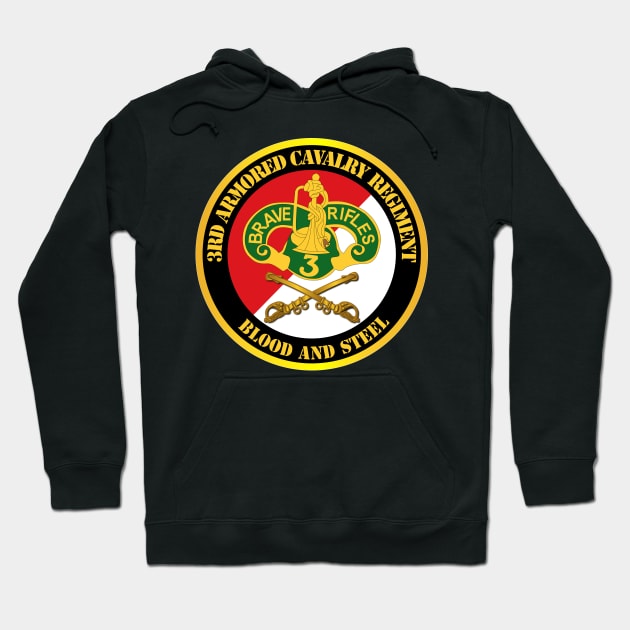 3rd Armored Cavalry Regiment DUI - Red White - Blood and Steel Hoodie by twix123844